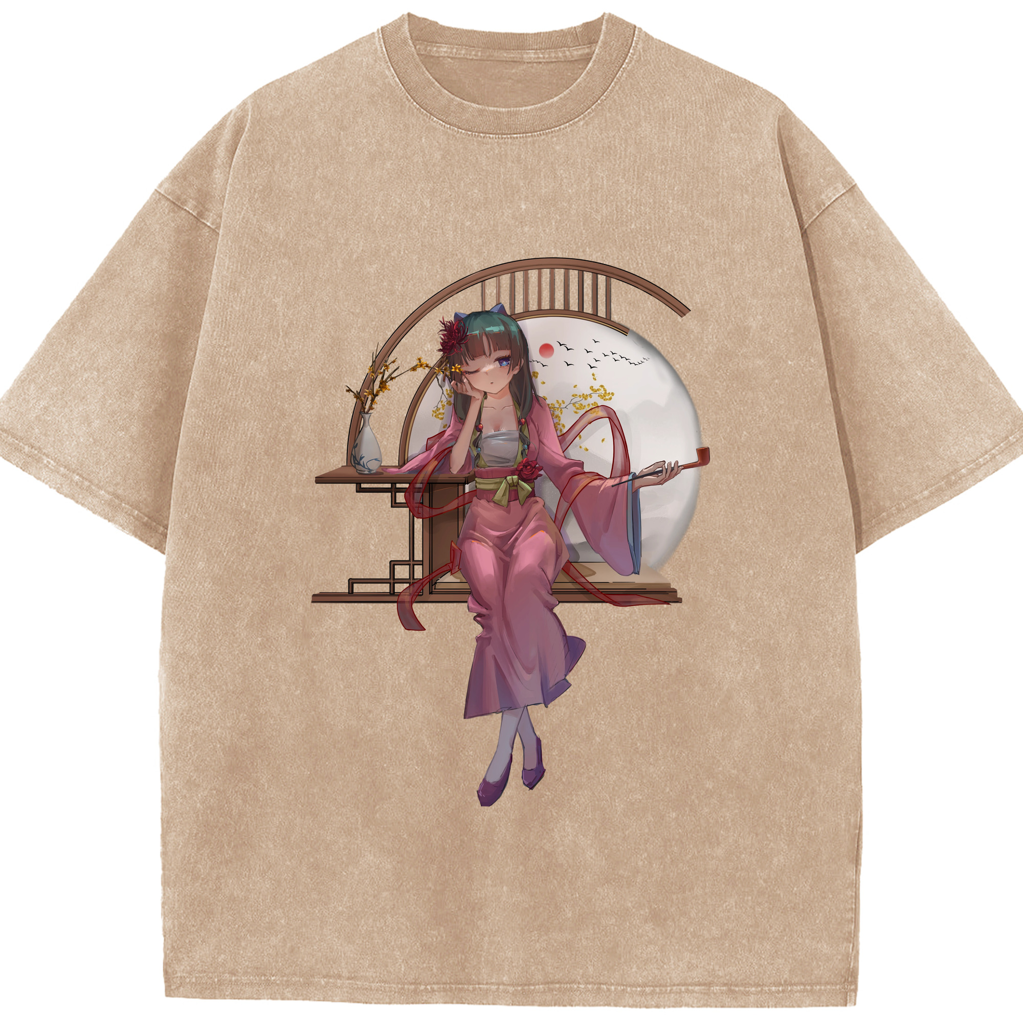 （画像用） 薬屋のひとりごと The Apothecary Diaries 綿100% ヴィンテージ風 半袖Tシャツ（フロントプリント）