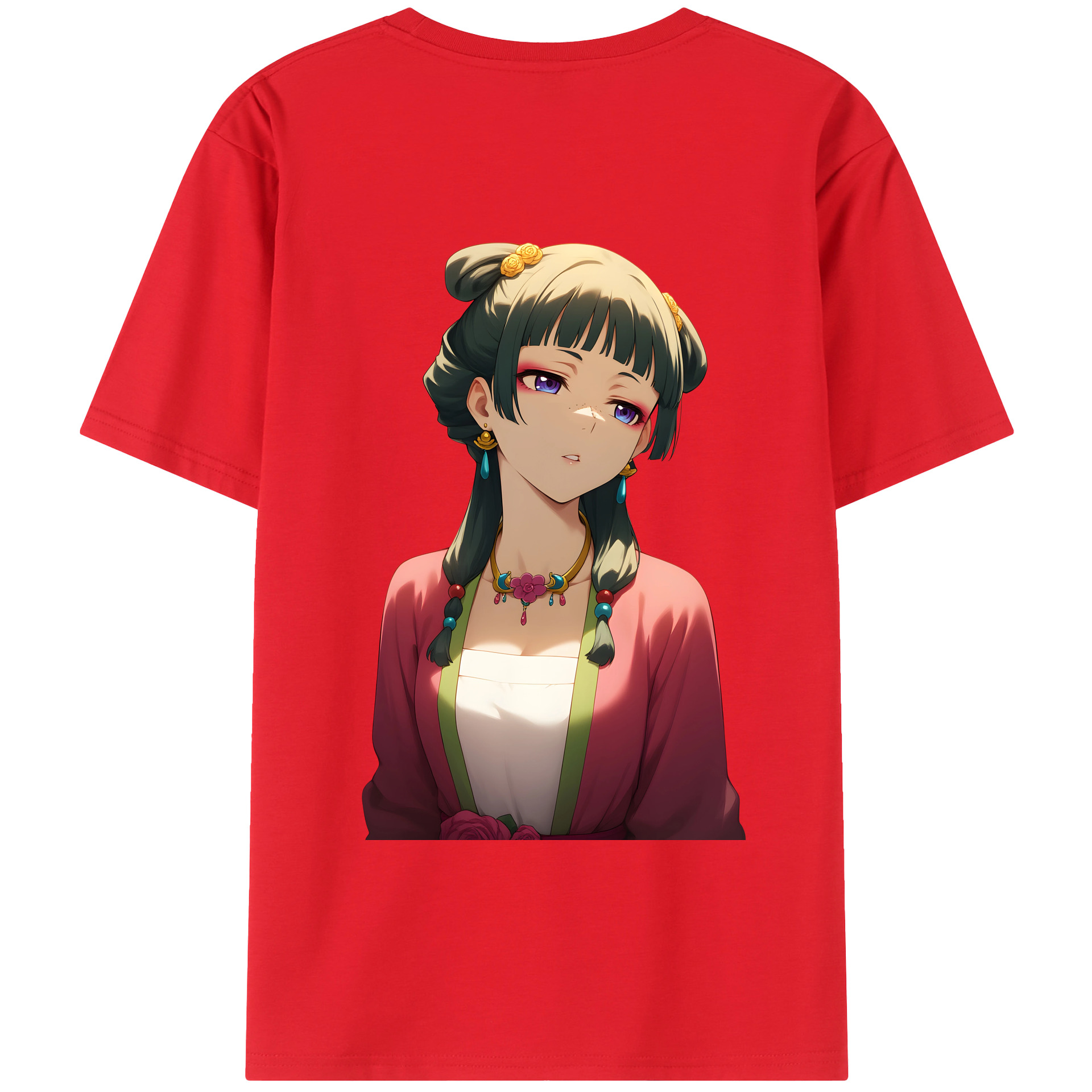（画像用） 薬屋のひとりごと The Apothecary Diaries 綿100％ メンズ半袖Tシャツ（バックプリント） 通気性