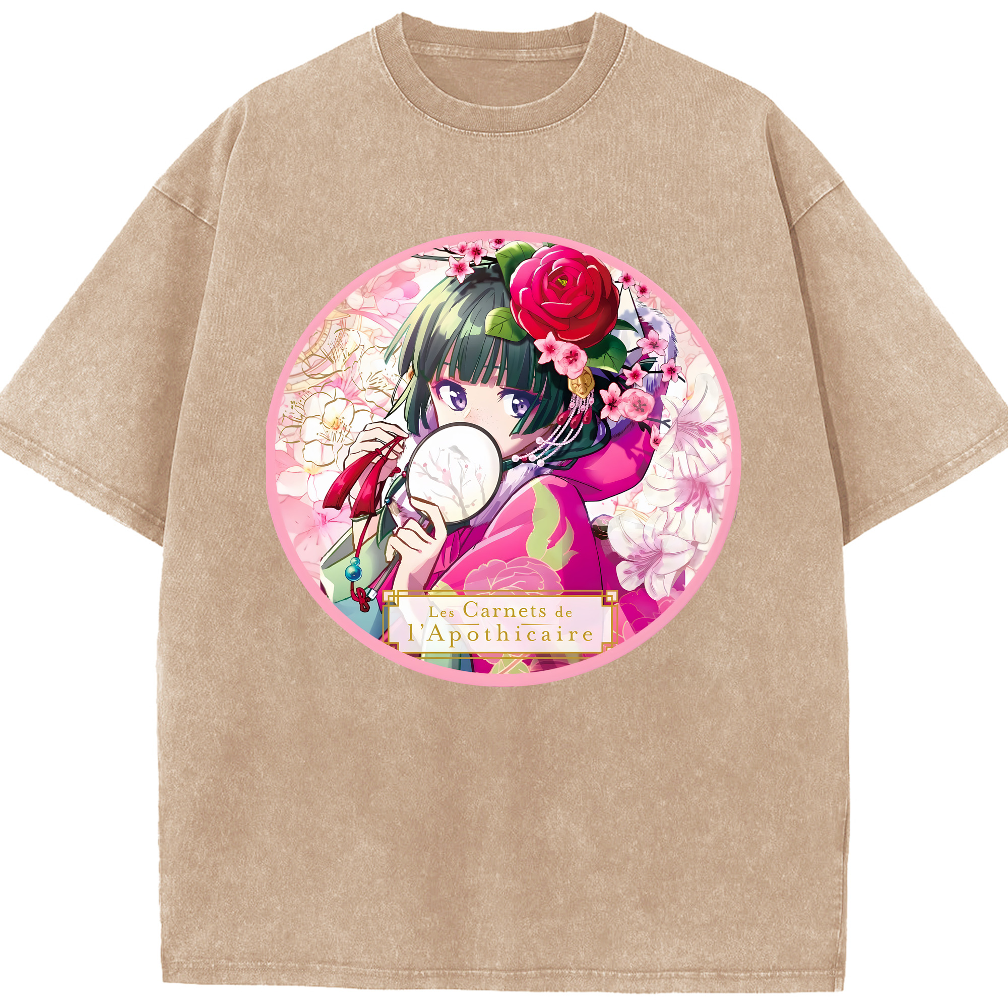（画像用） 薬屋のひとりごと The Apothecary Diaries 綿100% ヴィンテージ風 半袖Tシャツ（フロントプリント）