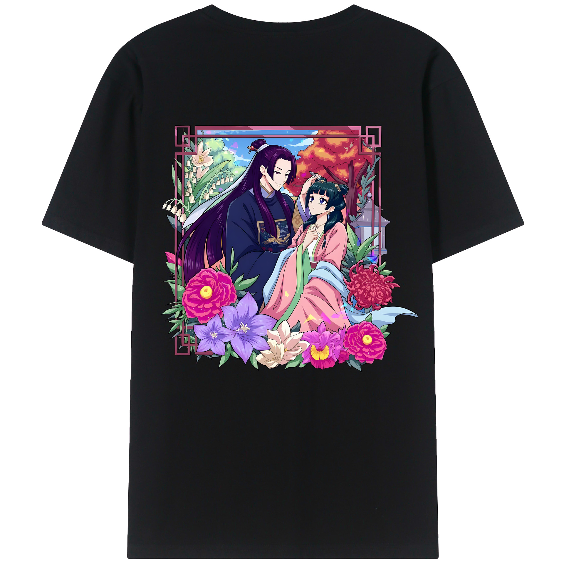 （画像用） 薬屋のひとりごと The Apothecary Diaries 綿100％ メンズ半袖Tシャツ（バックプリント） 通気性
