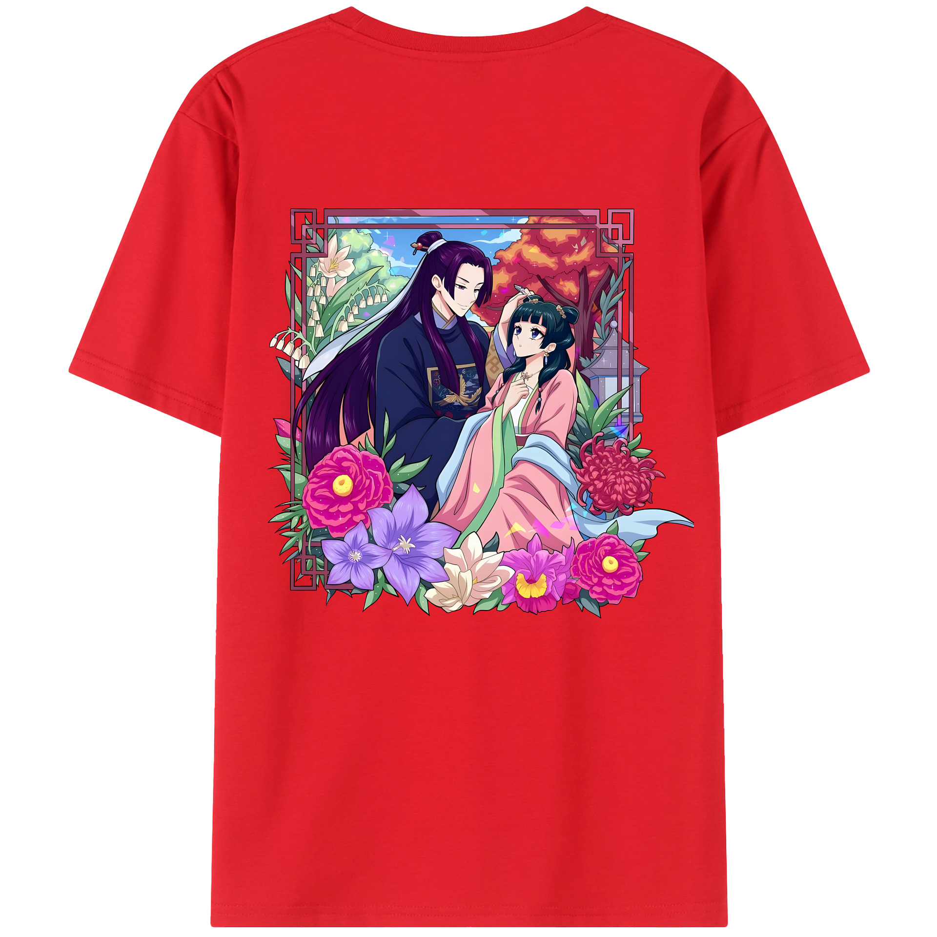 （画像用） 薬屋のひとりごと The Apothecary Diaries 綿100％ メンズ半袖Tシャツ（バックプリント） 通気性