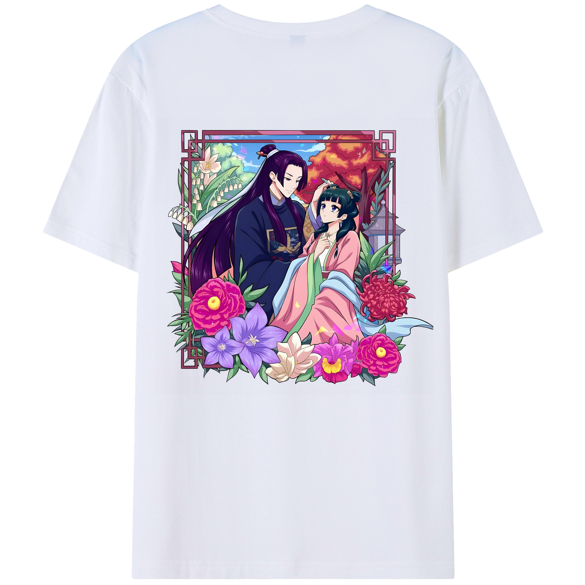 （画像用） 薬屋のひとりごと The Apothecary Diaries 綿100％ メンズ半袖Tシャツ（バックプリント） 通気性