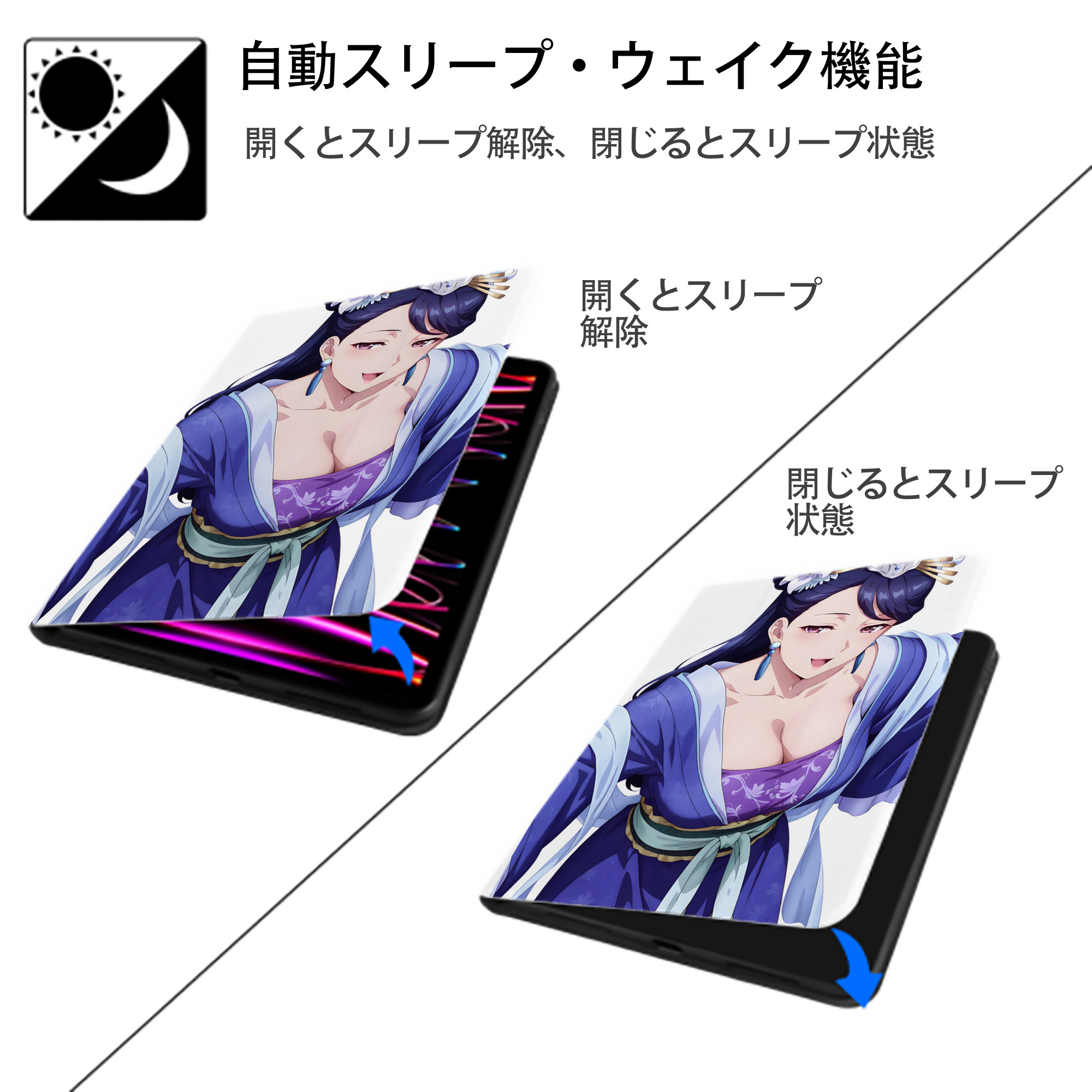 薬屋のひとりごと The Apothecary Diaries IPad ケース ペン収納付き 三つ折りスタンド PUレザー×シリコン 対応機種9.5/10.5/10.9インチ
